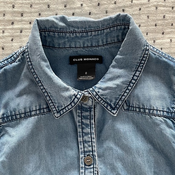 Club Monaco - Western mini shirt dress - Size O - Chambray - Picture 3 of 4